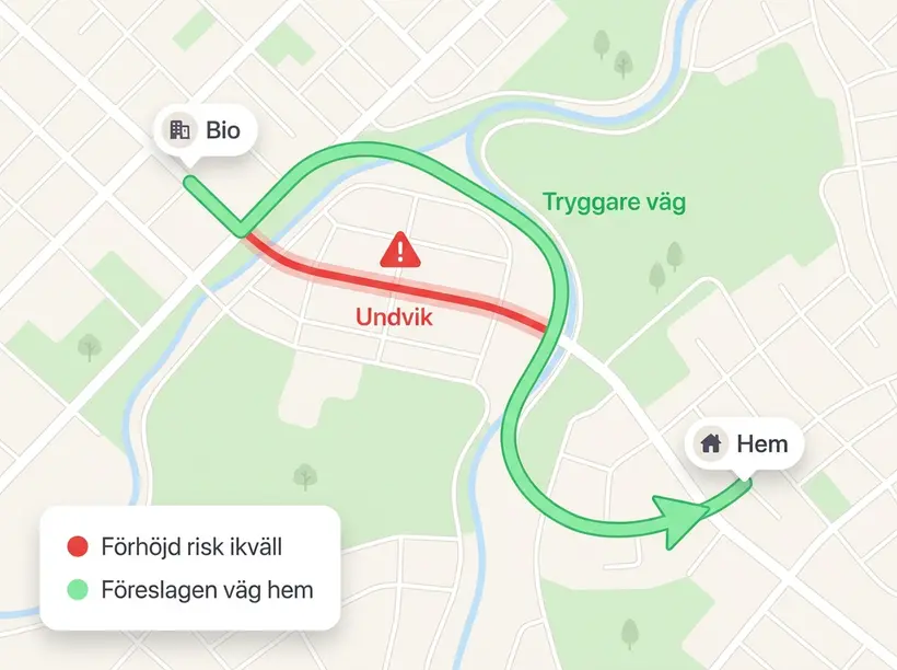 Karta: undvik en rutt hem ikväll, tryggare väg föreslagen